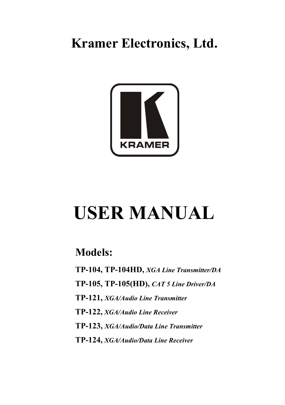 Kramer Electronics TP-124 User Manual | 33 pages