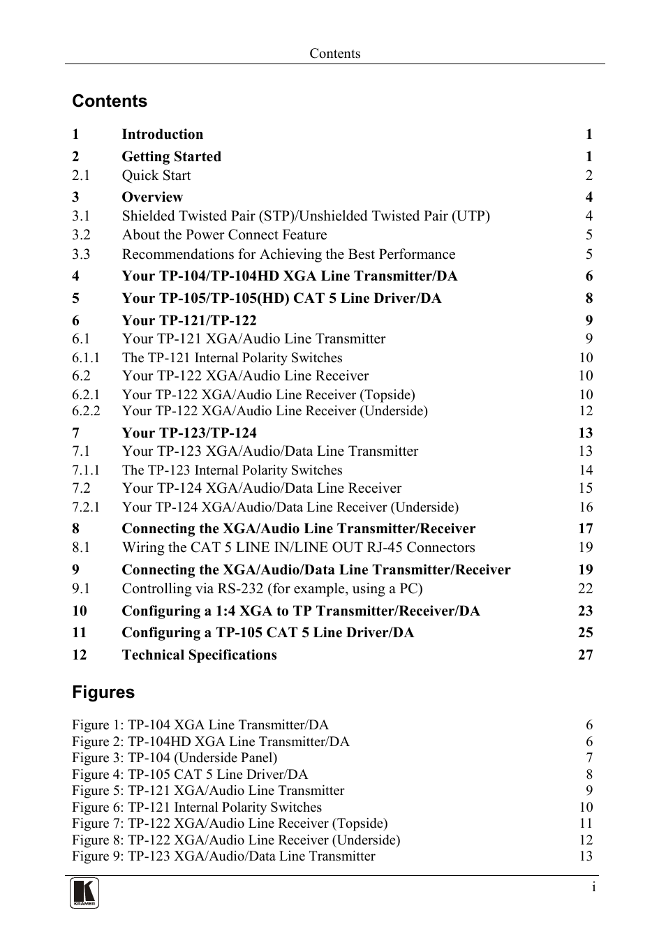 Kramer Electronics TP-124 User Manual | Page 2 / 33