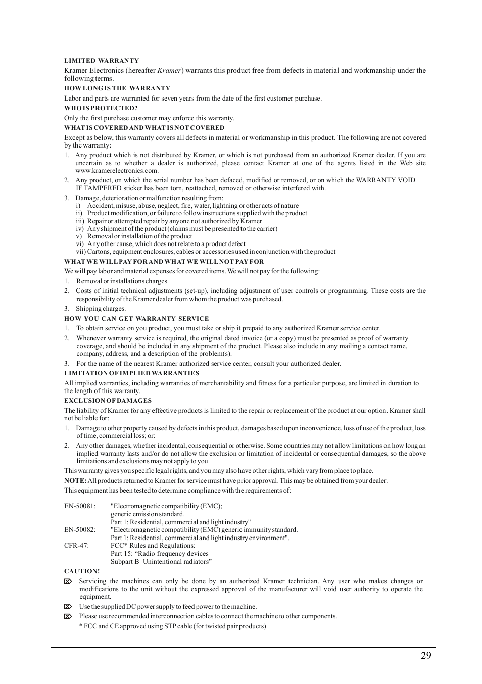 Kramer Electronics TP-124 User Manual | Page 32 / 33
