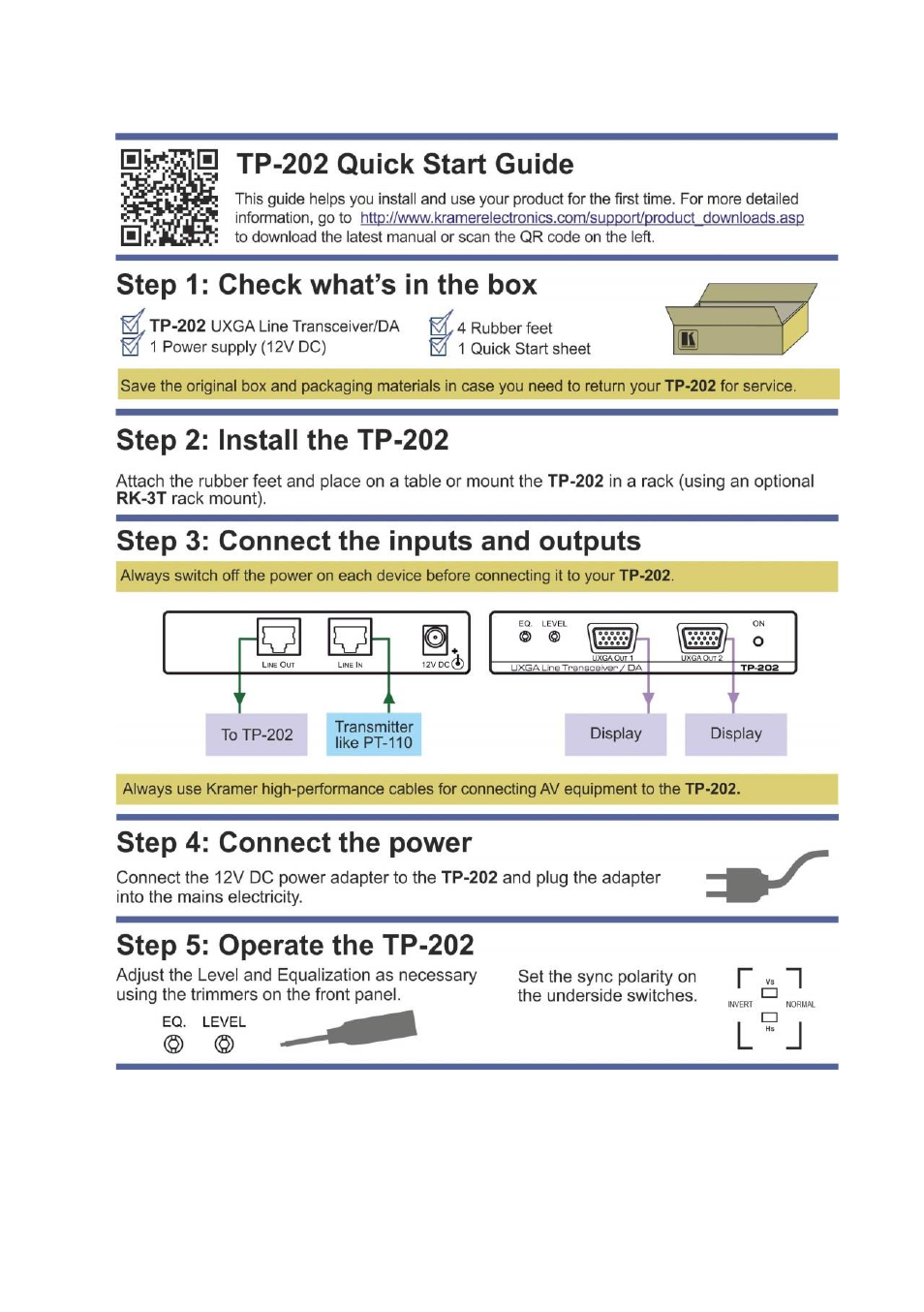 Kramer Electronics TP-202 User Manual | Page 2 / 15