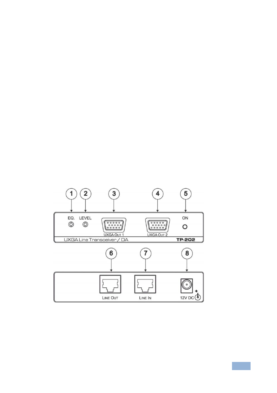 3 defining the tp-202 uxga line transceiver/da, Defining the tp-202 uxga line transceiver/da, Figure 1: tp-202 uxga line transceiver/da | Kramer Electronics TP-202 User Manual | Page 8 / 15