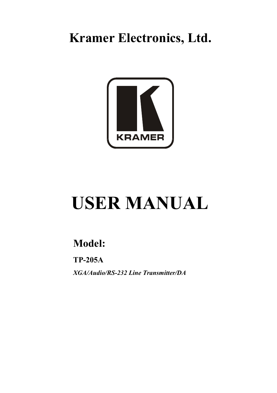 Kramer Electronics TP-205A User Manual | 15 pages