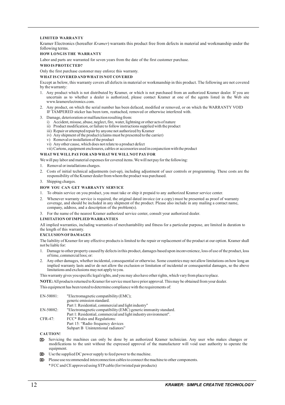 Kramer Electronics TP-205A User Manual | Page 14 / 15