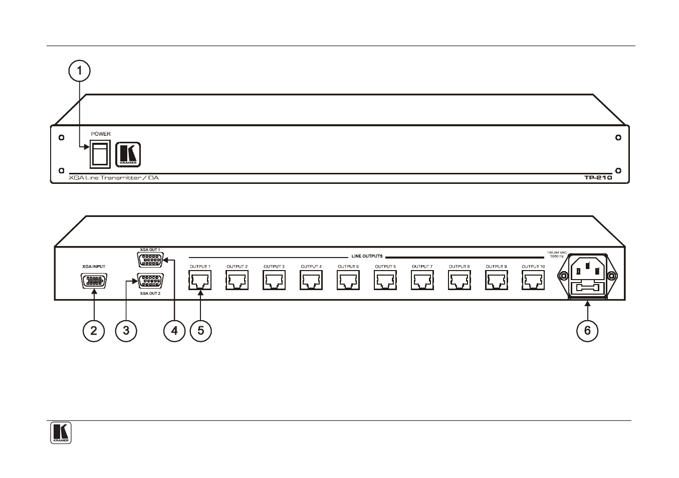 Figure 1: tp-210 xga line transmitter/da, Figure 1 | Kramer Electronics TP-210 User Manual | Page 7 / 14