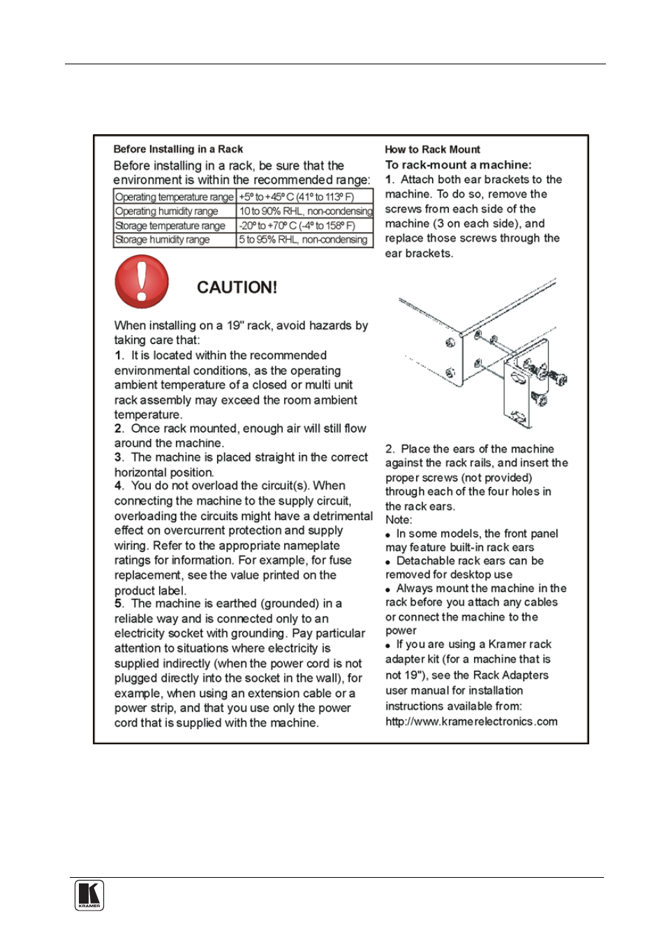 5 installing on a rack, Installing on a rack | Kramer Electronics TP-210A User Manual | Page 9 / 15