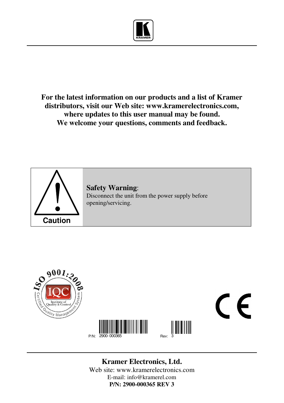 Kramer Electronics TP-305A User Manual | Page 15 / 15