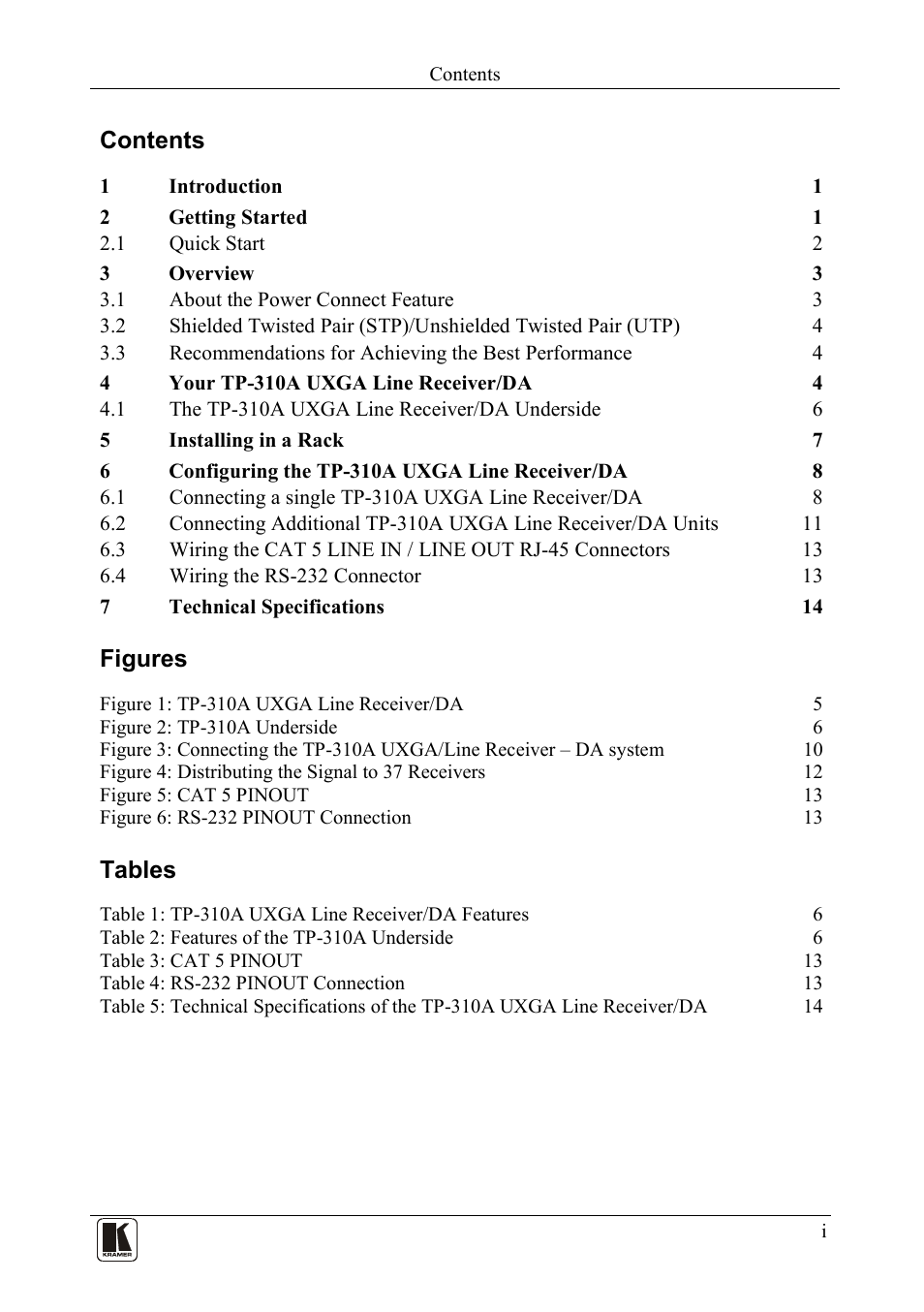 Kramer Electronics TP-310A User Manual | Page 2 / 18