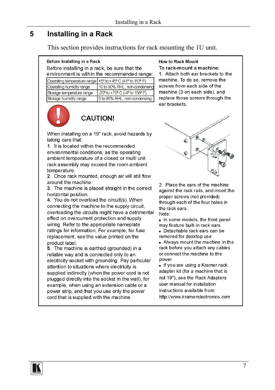 5 installing in a rack | Kramer Electronics TP-310A User Manual | Page 9 / 18