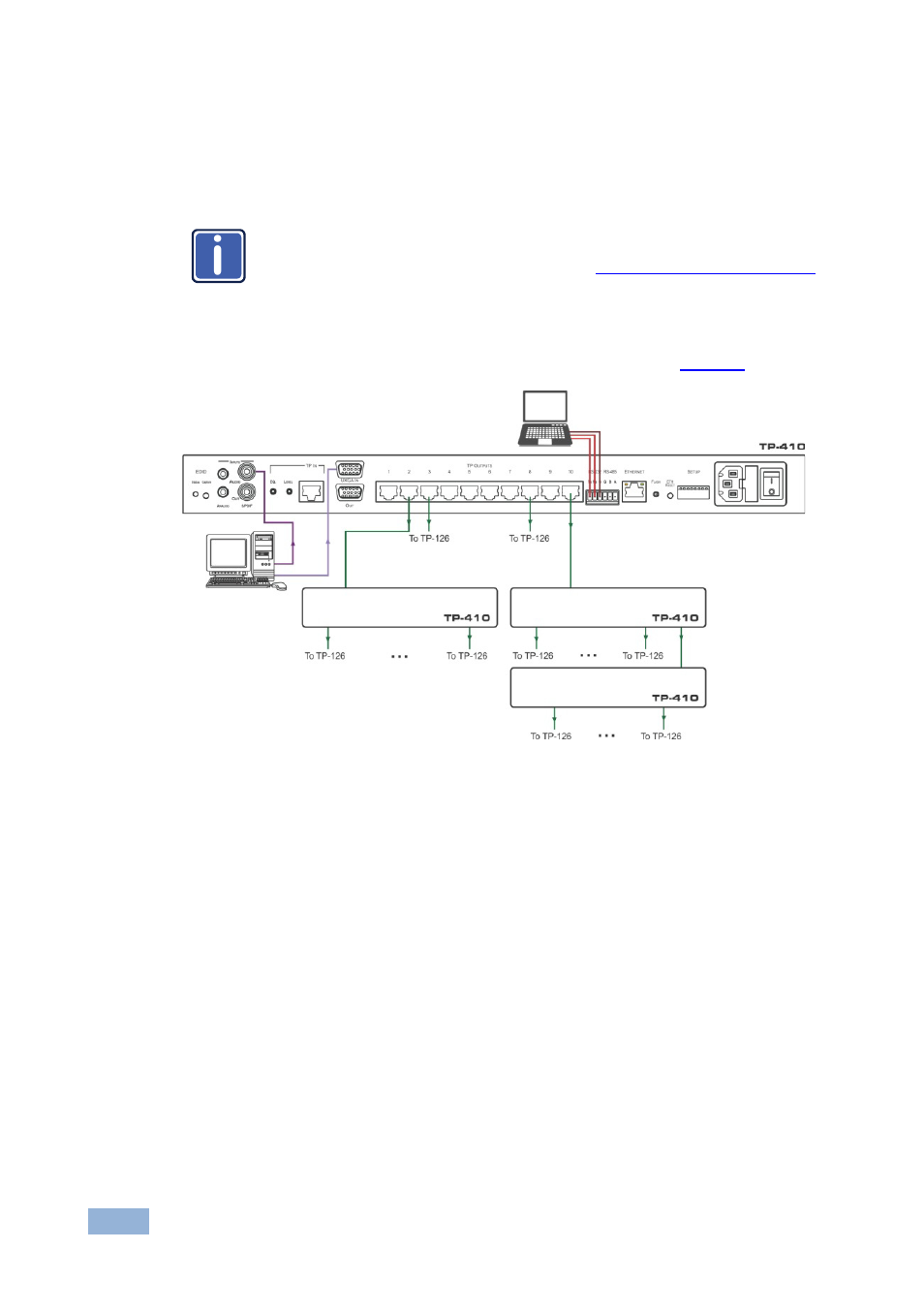 5 connecting several tp-410 units, Connecting several tp-410 units, Figure 7: connecting multiple tp-410 units | On 5.5 | Kramer Electronics TP-410 User Manual | Page 17 / 34