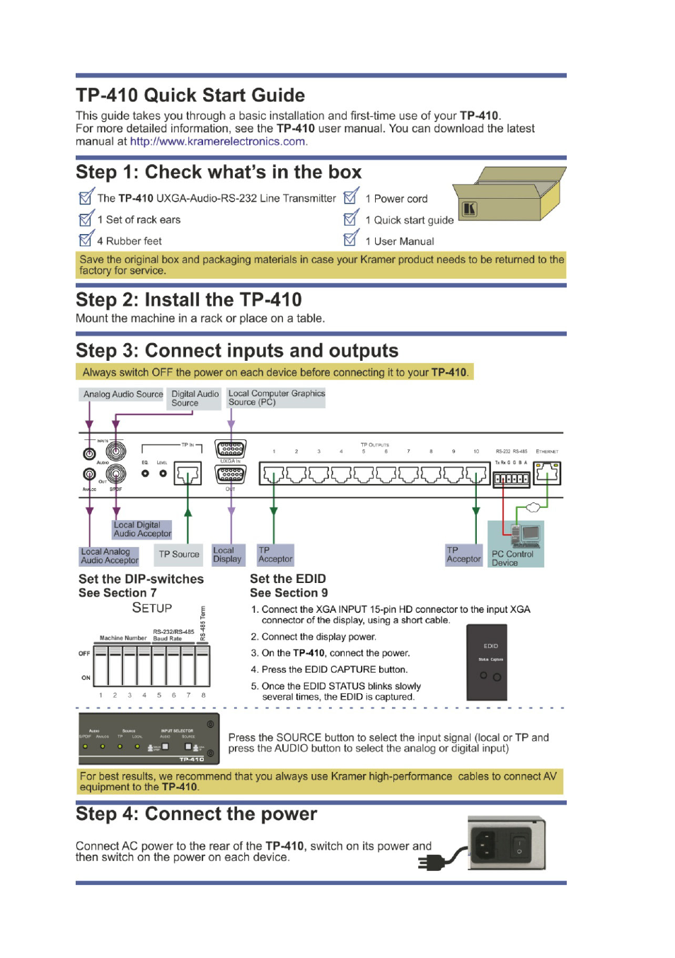 Kramer Electronics TP-410 User Manual | Page 2 / 34