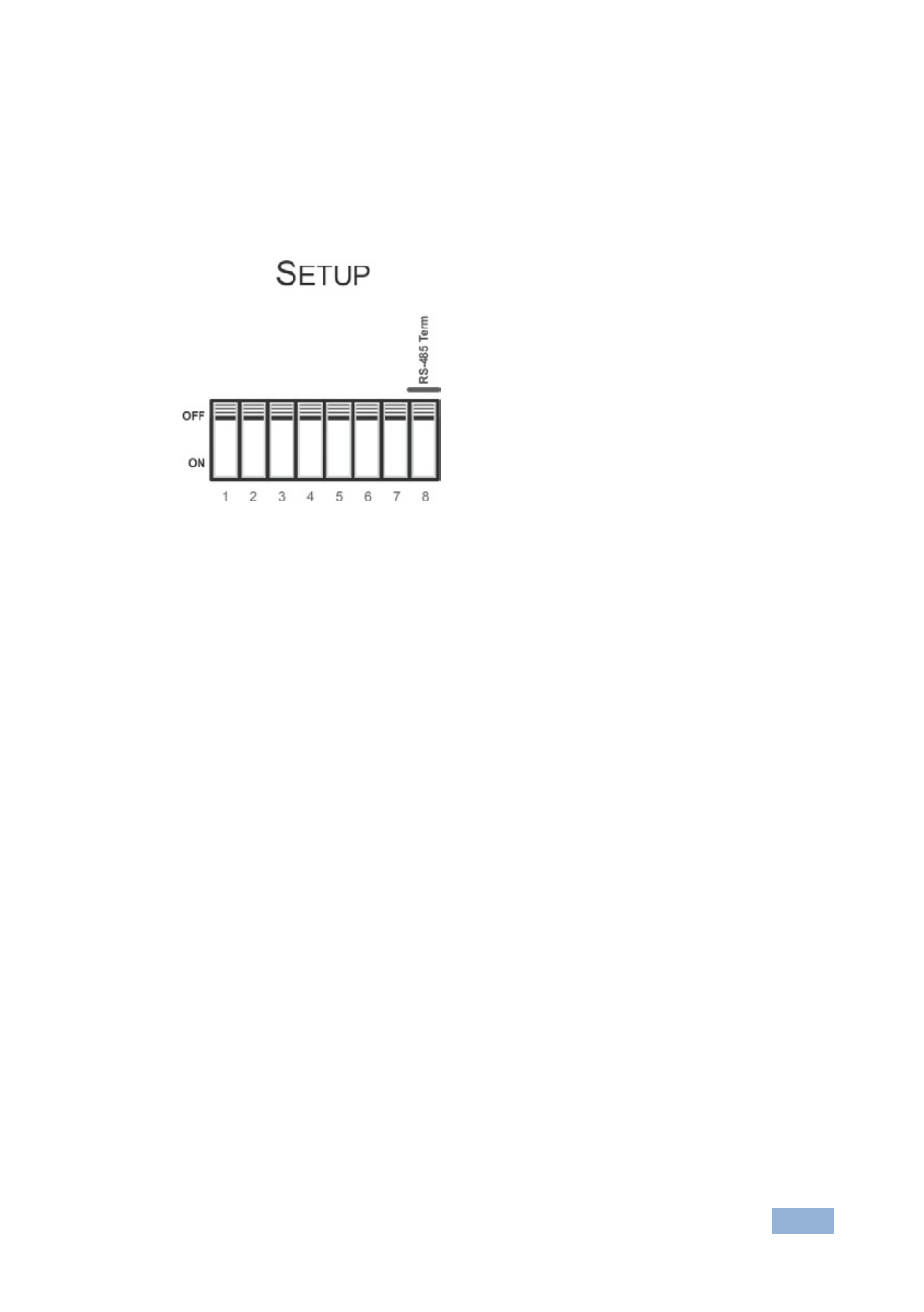 3 setting the rs-485 bus termination, Setting the rs-485 bus termination, Figure 14: tp-410 dip-switch rs-485 termination | On 7.3 | Kramer Electronics TP-410 User Manual | Page 24 / 34