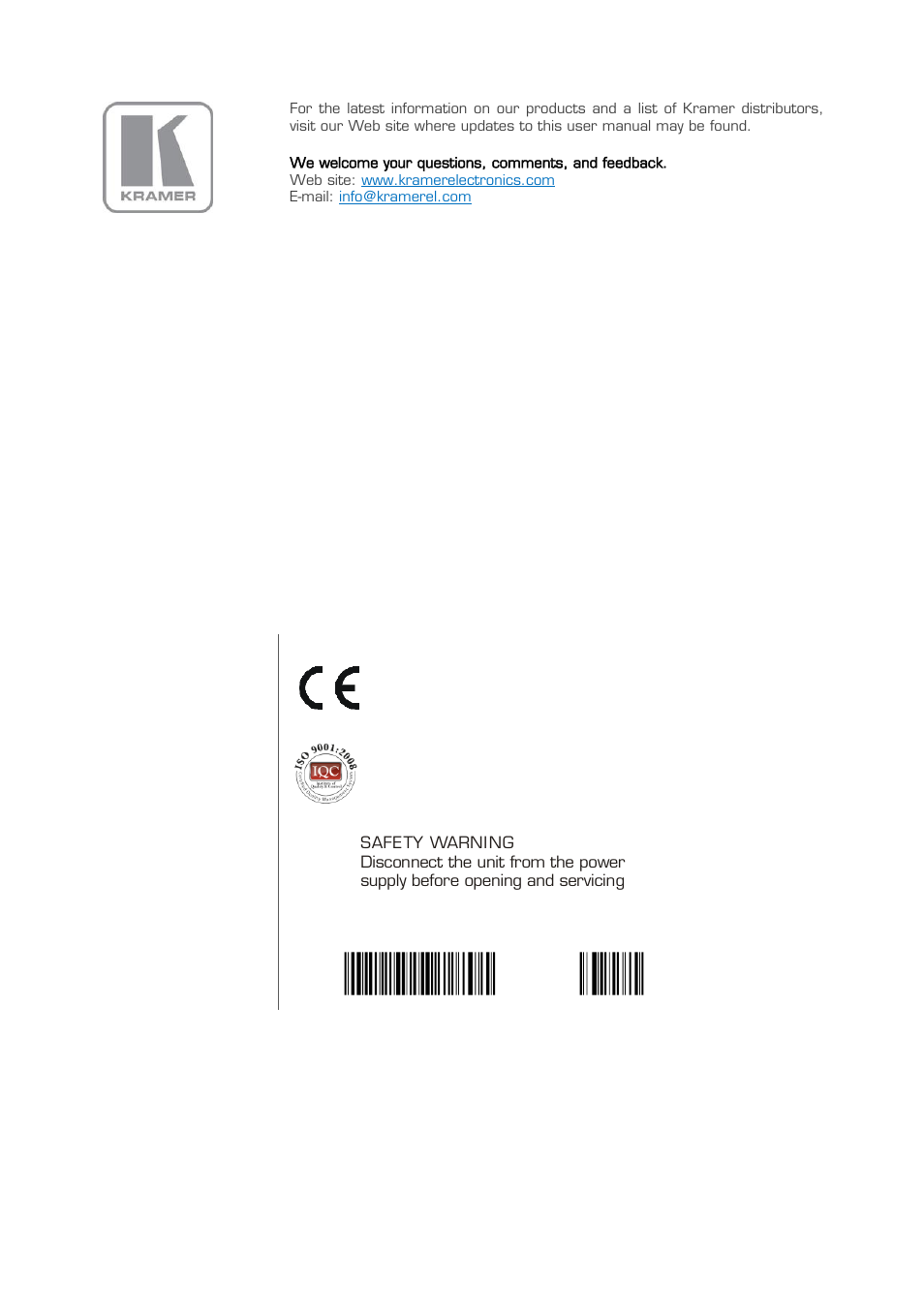 Kramer Electronics VM-1H4C User Manual | Page 17 / 17