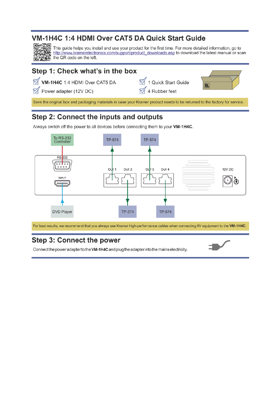 Kramer Electronics VM-1H4C User Manual | Page 2 / 17