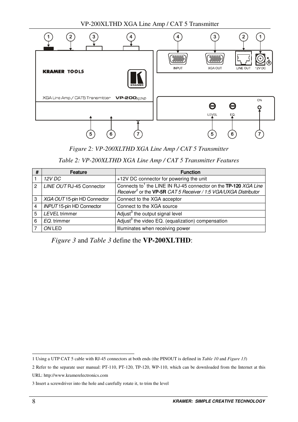 Vp-200xlthd xga line amp / cat 5 transmitter | Kramer Electronics VP-300T User Manual | Page 11 / 31