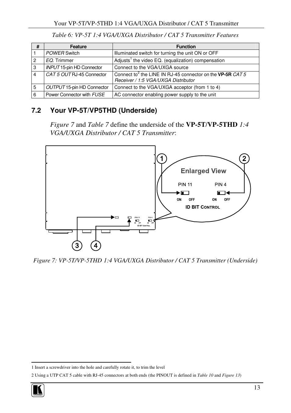 4 vga/uxga distributor / cat 5 transmitter | Kramer Electronics VP-300T User Manual | Page 16 / 31