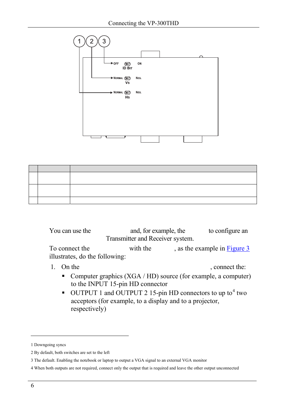 5 connecting the vp-300thd, Connecting the vp-300thd, Figure 2 | Table 2, 5connecting the vp-300thd | Kramer Electronics VP-300THD User Manual | Page 8 / 12