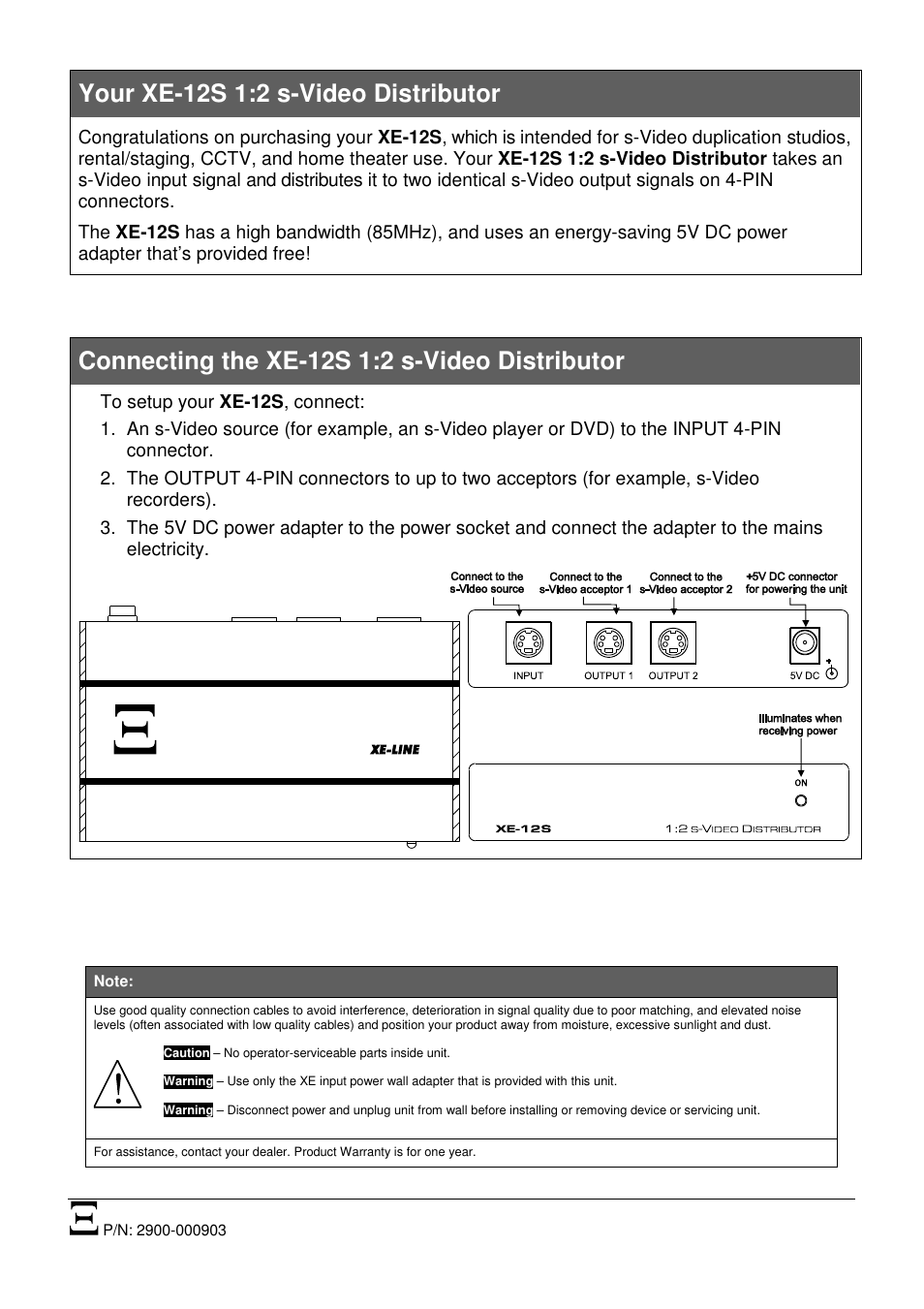 Kramer Electronics XE-12S User Manual | 1 page