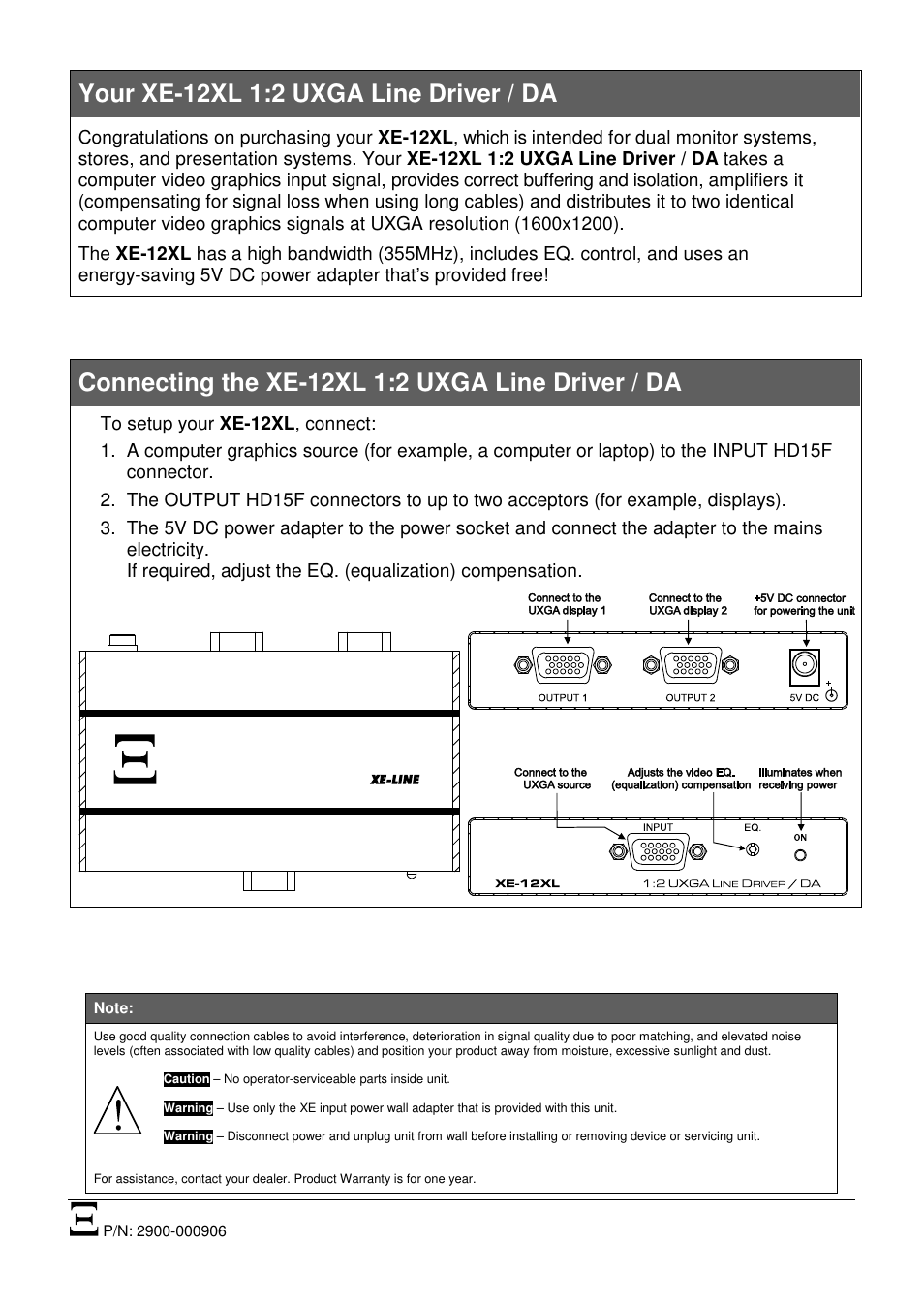 Kramer Electronics XE-12xl User Manual | 1 page