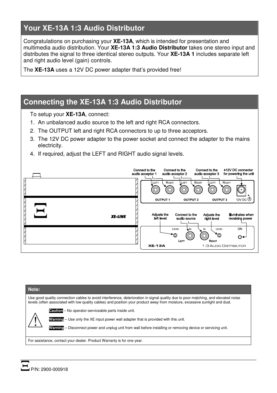 Kramer Electronics XE-13A User Manual | 1 page