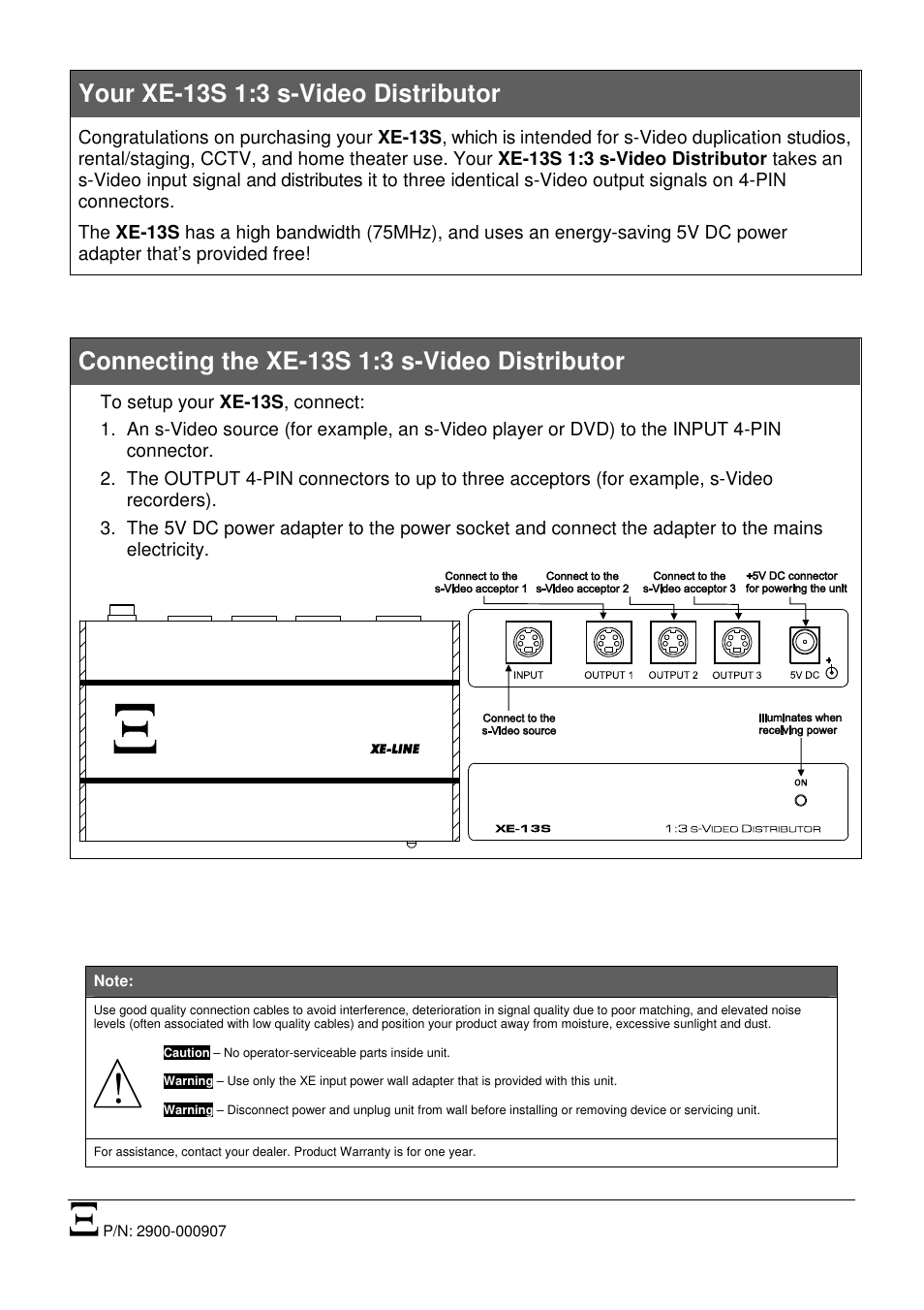 Kramer Electronics XE-13S User Manual | 1 page