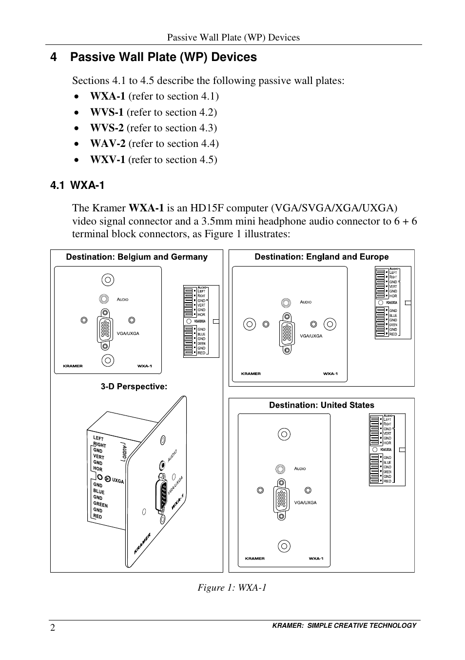 4 passive wall plate (wp) devices | Kramer Electronics VPM-2 User Manual | Page 27 / 42