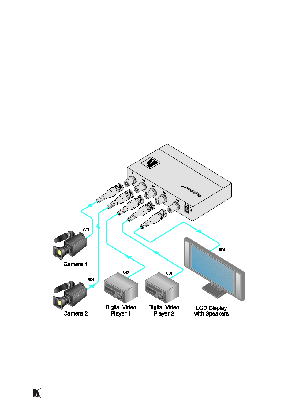 5 connecting the 6241n 4x1 sdi switcher, Connecting the 6241n 4x1 sdi switcher, Figure 2: connecting the 6241n 4x1 sdi switcher | Kramer Electronics 6241N User Manual | Page 7 / 10