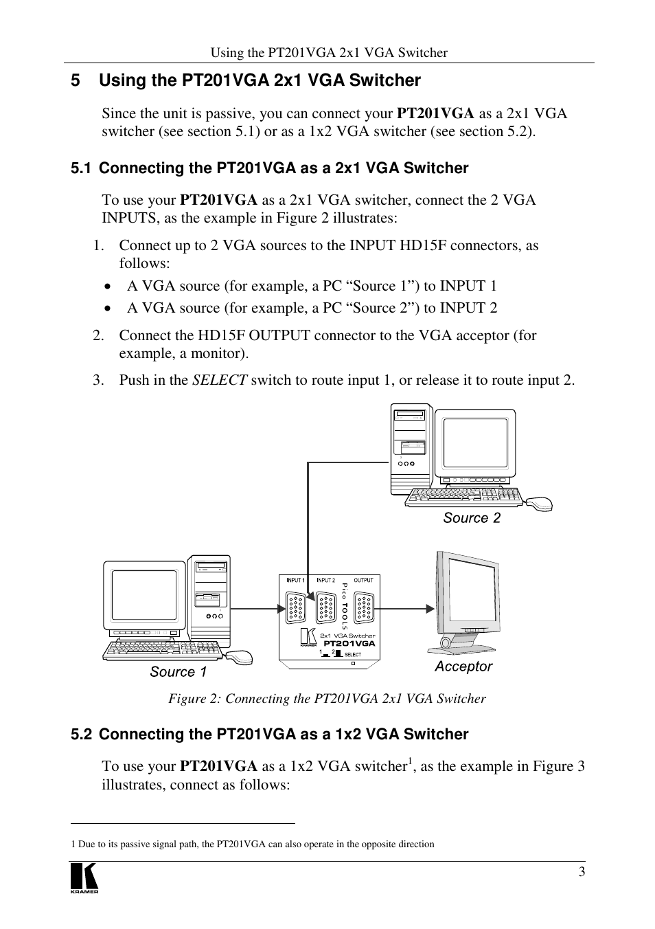 Kramer Electronics PT-201VGA User Manual | Page 5 / 8