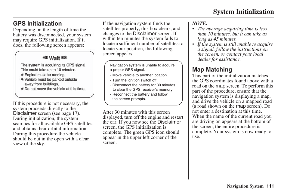 System initialization | Acura 2008 RL 00X31 SJA 8100 User Manual | Page 112 / 163