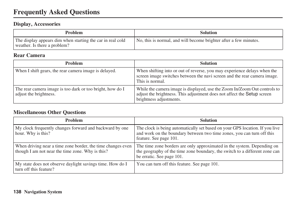 Frequently asked questions | Acura 2008 RL 00X31 SJA 8100 User Manual | Page 139 / 163