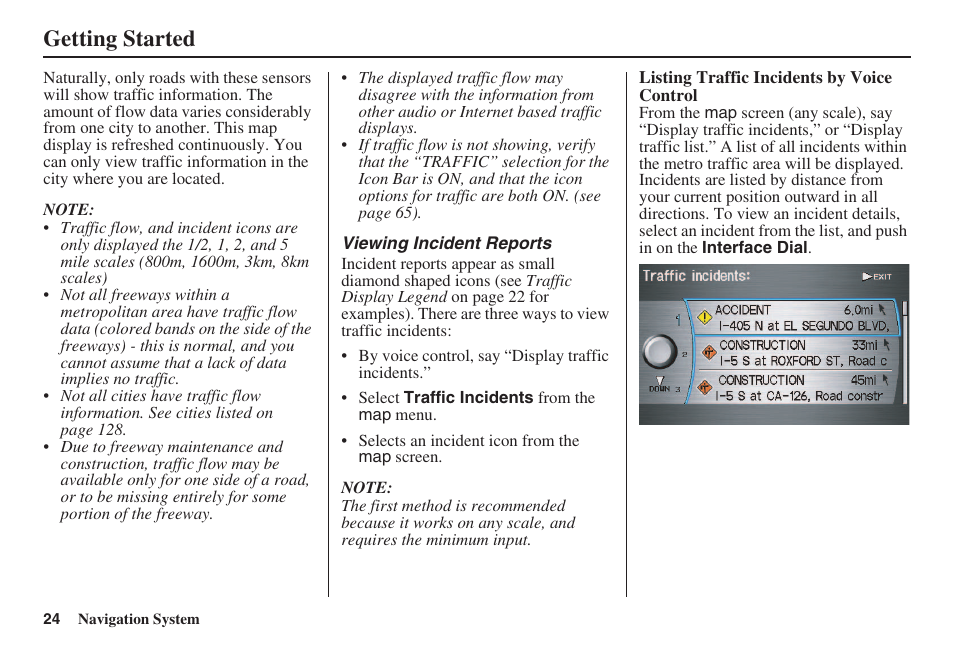 Getting started | Acura 2008 RL 00X31 SJA 8100 User Manual | Page 25 / 163