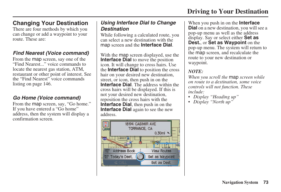 Driving to your destination | Acura 2008 RL 00X31 SJA 8100 User Manual | Page 74 / 163