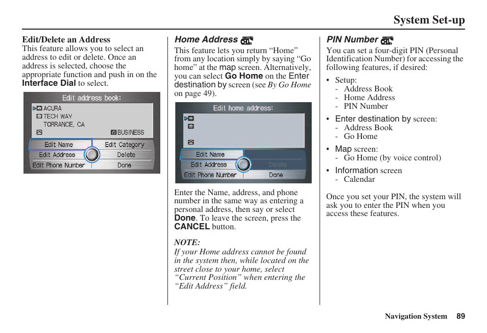 System set-up | Acura 2008 RL 00X31 SJA 8100 User Manual | Page 90 / 163