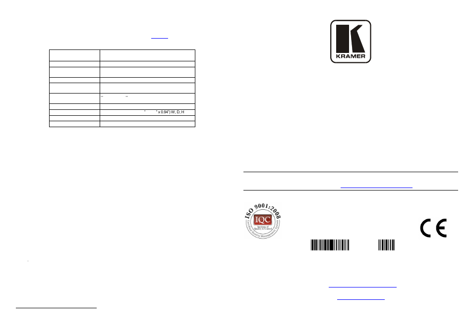 Kramer electronics, ltd | Kramer Electronics SID-DP User Manual | Page 2 / 2