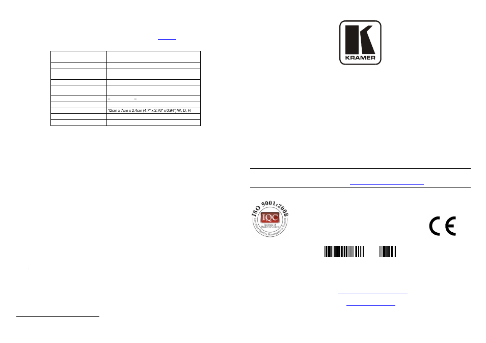 Kramer electronics, ltd | Kramer Electronics SID-DVI User Manual | Page 2 / 2