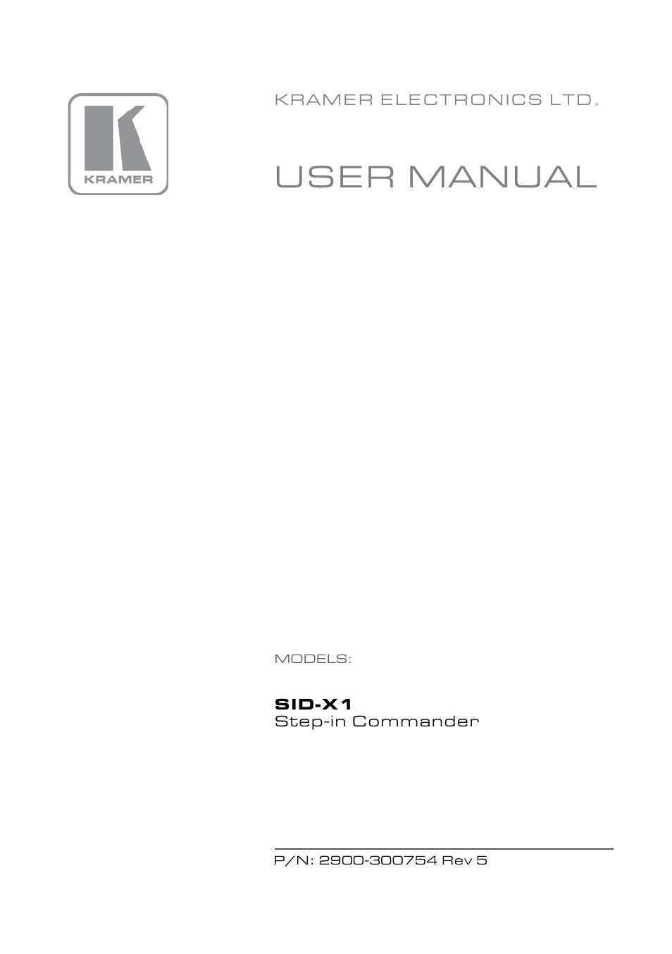 Kramer Electronics SID-X1 User Manual | 23 pages