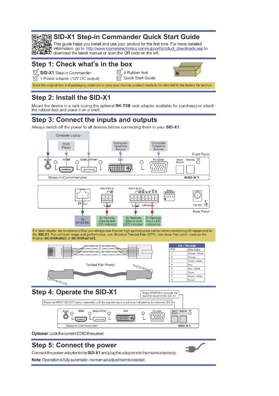 Kramer Electronics SID-X1 User Manual | Page 2 / 23