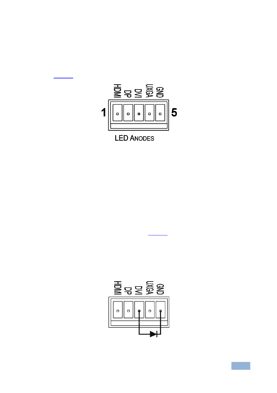 3 connecting the remote input selection leds, Connecting the remote input selection leds, Figure 6: remote input indicator led connections | Section | Kramer Electronics SID-X2N User Manual | Page 15 / 31