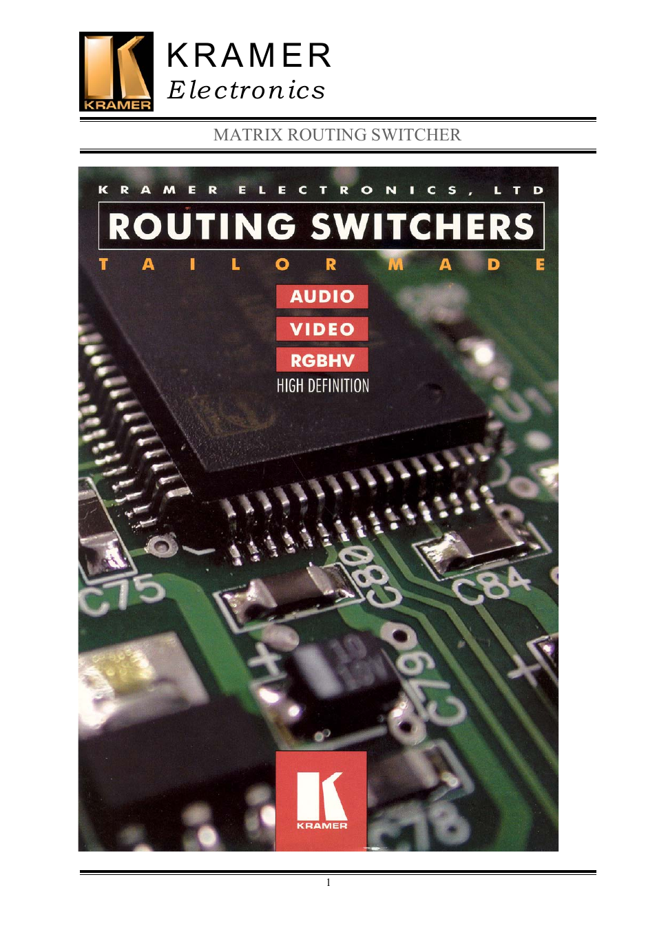 Kramer Electronics TailorMade User Manual | 22 pages