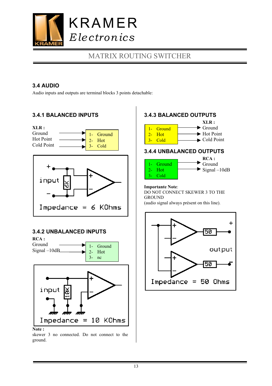 E lectron ics, Matrix routing switcher | Kramer Electronics TailorMade User Manual | Page 13 / 22