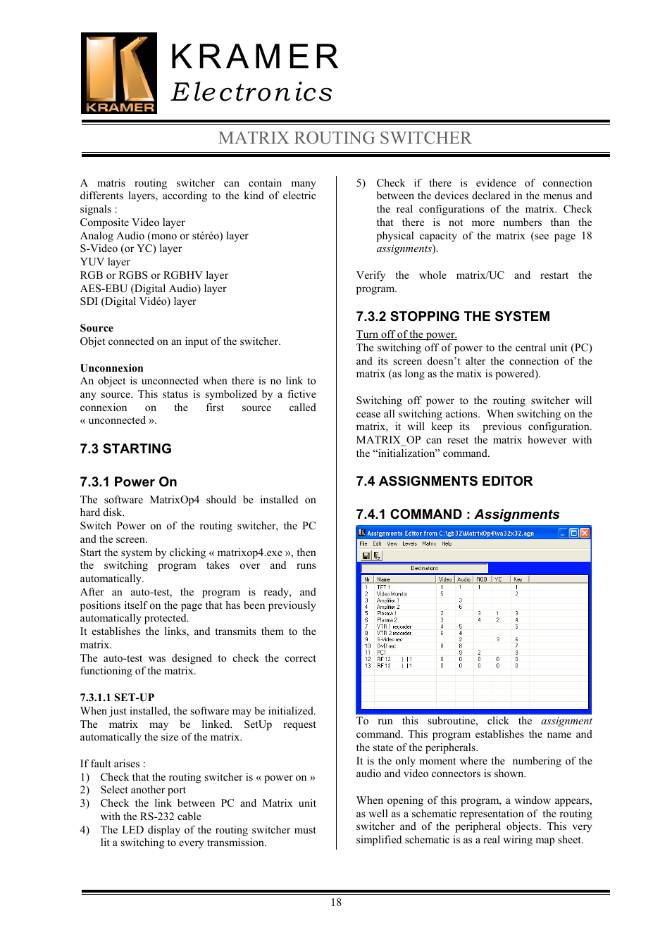 E lectron ics, Matrix routing switcher | Kramer Electronics TailorMade User Manual | Page 18 / 22