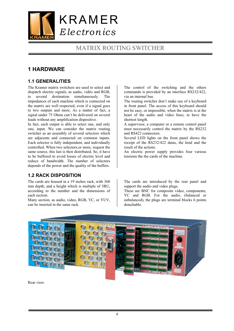 E lectron ics | Kramer Electronics TailorMade User Manual | Page 4 / 22
