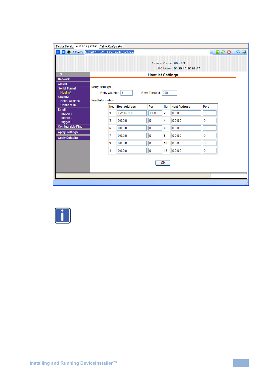 Figure 16: hostlist settings window | Kramer Electronics VP-725N User Manual | Page 15 / 27