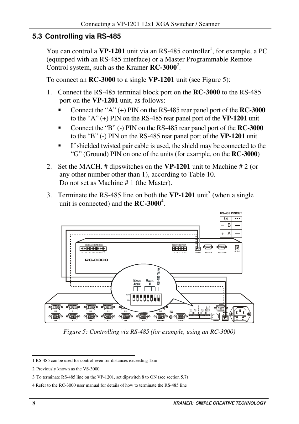 When a single unit is connected) and the rc-3000 | Kramer Electronics VP-1201 User Manual | Page 12 / 50