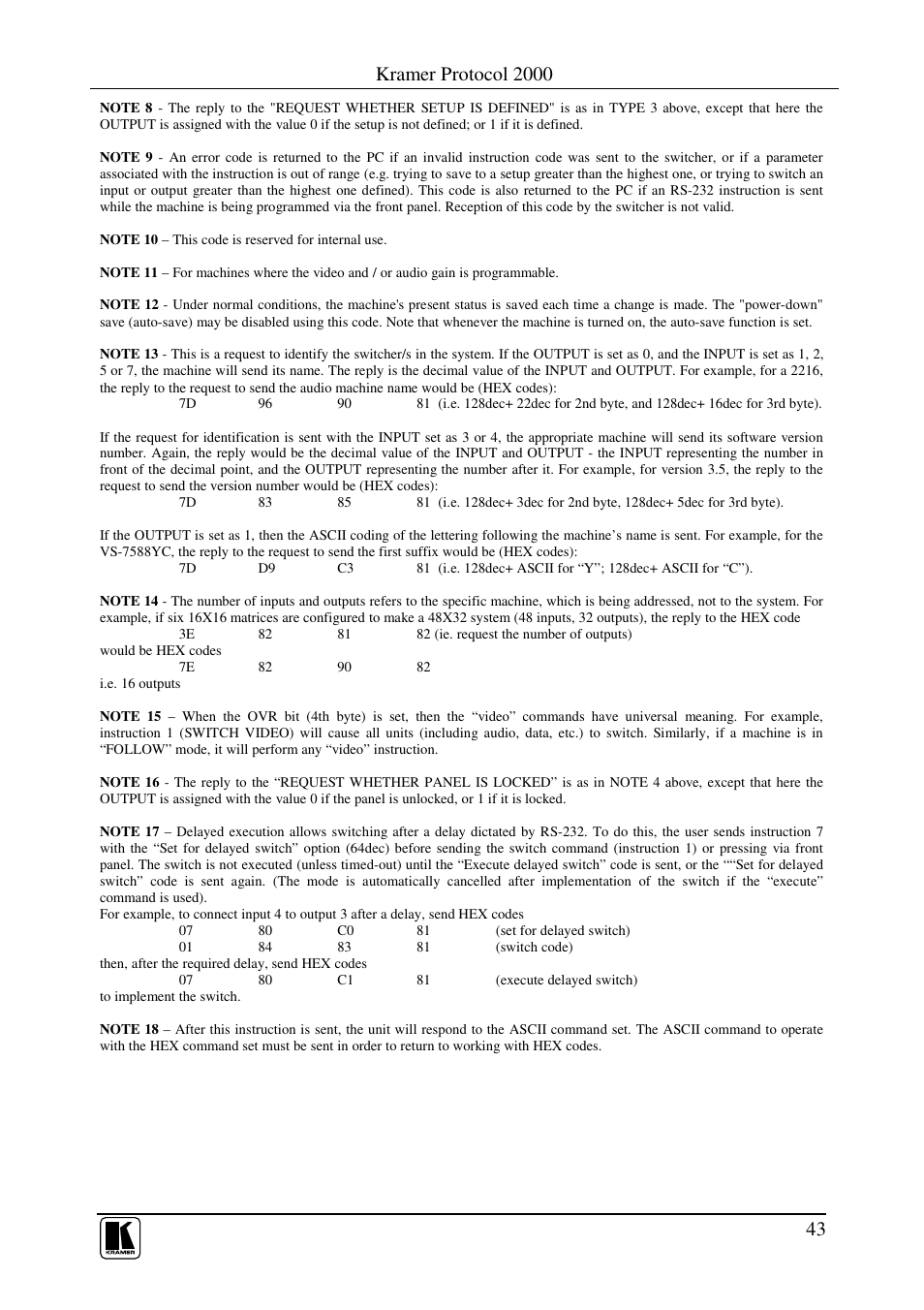 Kramer protocol 2000 | Kramer Electronics VP-1201 User Manual | Page 47 / 50