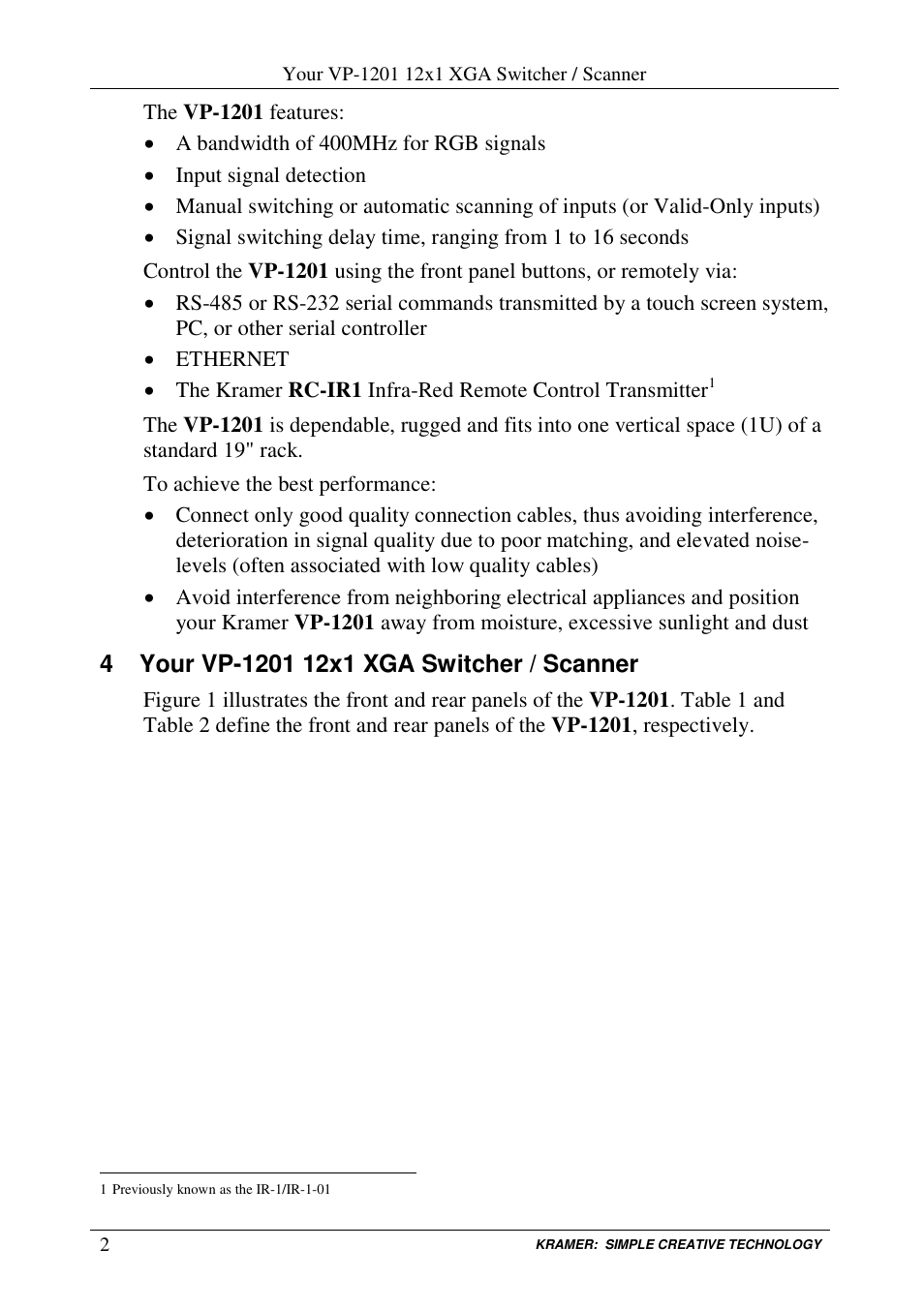 Kramer Electronics VP-1201 User Manual | Page 6 / 50