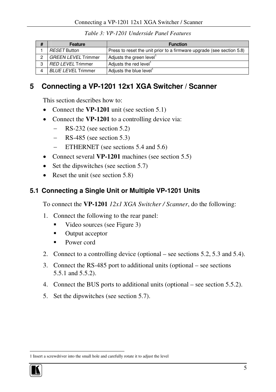 Kramer Electronics VP-1201 User Manual | Page 9 / 50