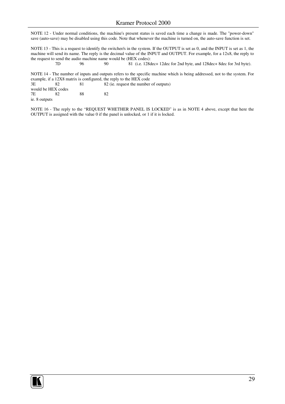 Kramer protocol 2000 | Kramer Electronics VP-12x8 User Manual | Page 32 / 34