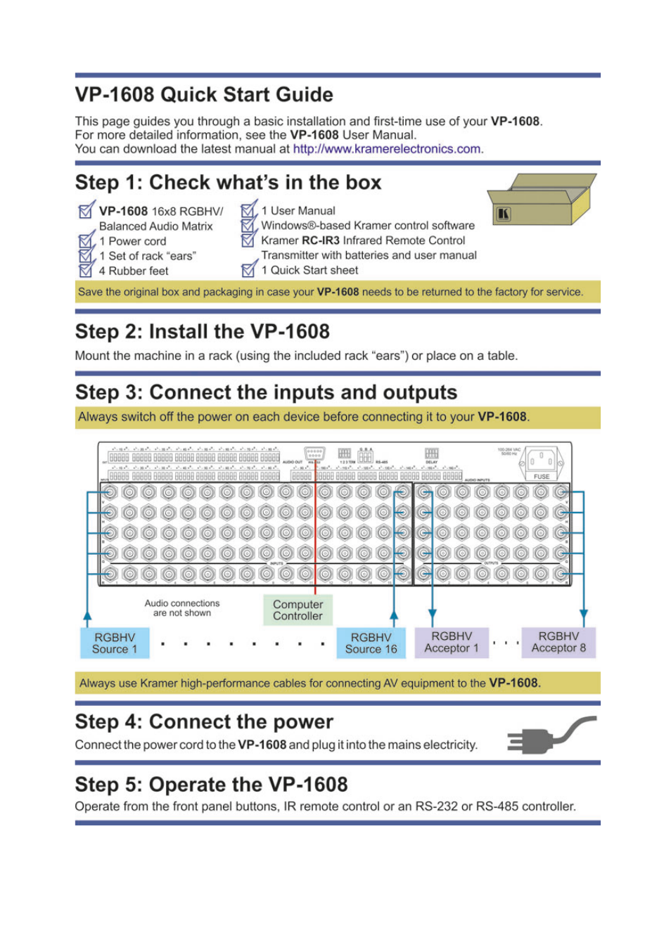 Kramer Electronics VP-1608 User Manual | Page 2 / 46