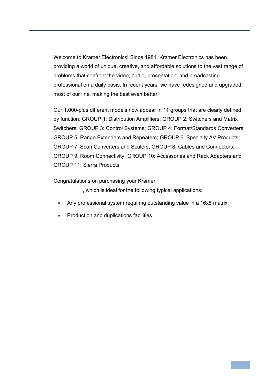 1 introduction, Introduction, 1introduction | Kramer Electronics VP-1608 User Manual | Page 5 / 46