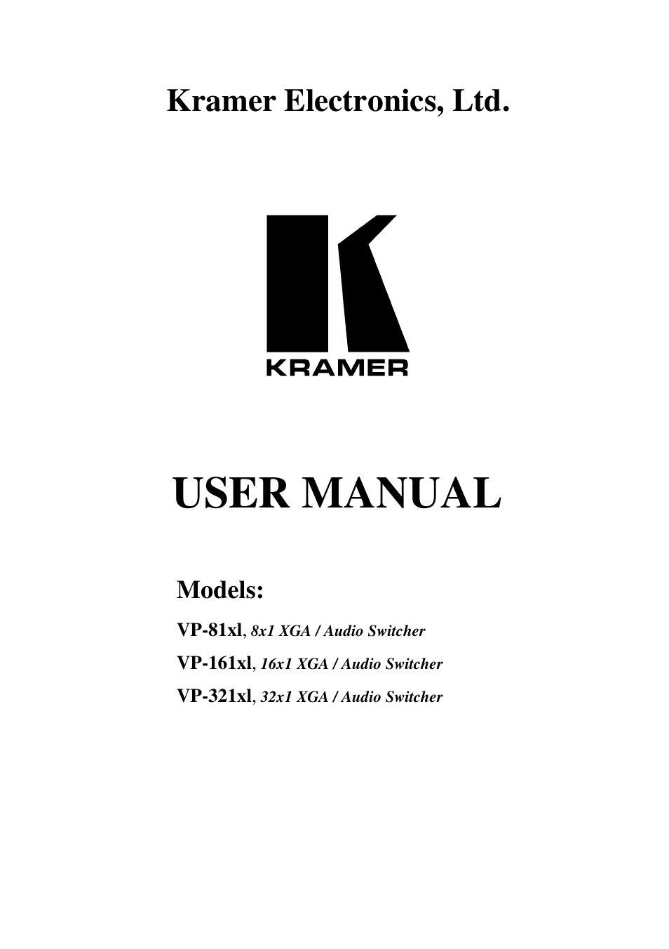 Kramer Electronics VP-161xl User Manual | 37 pages